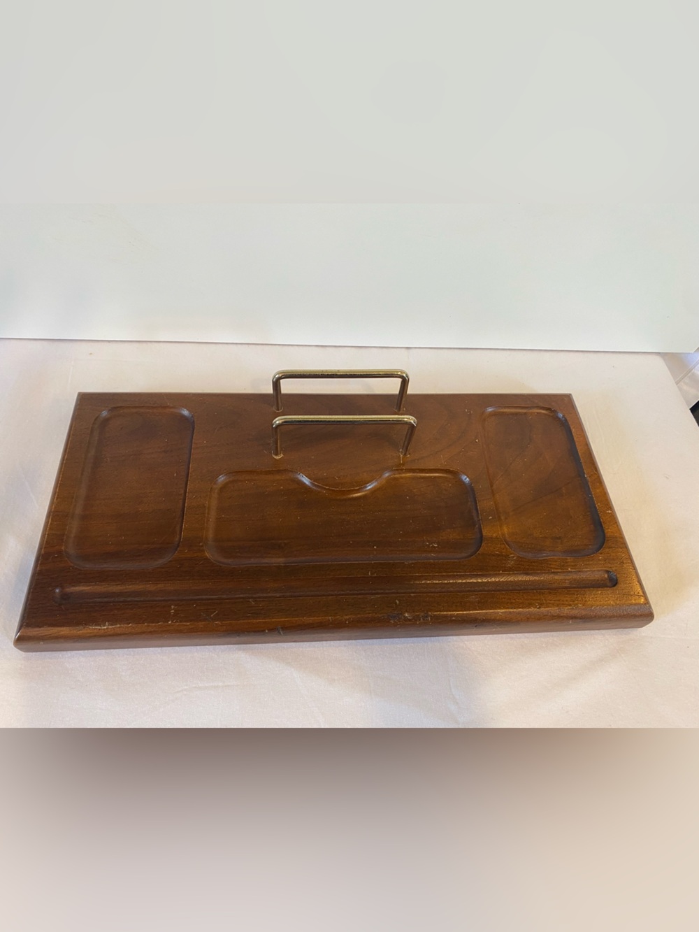 Mid Century Modern Solid Wood Carved Mens Dresser Valet Caddy Organizer storage - Picture 4 of 12